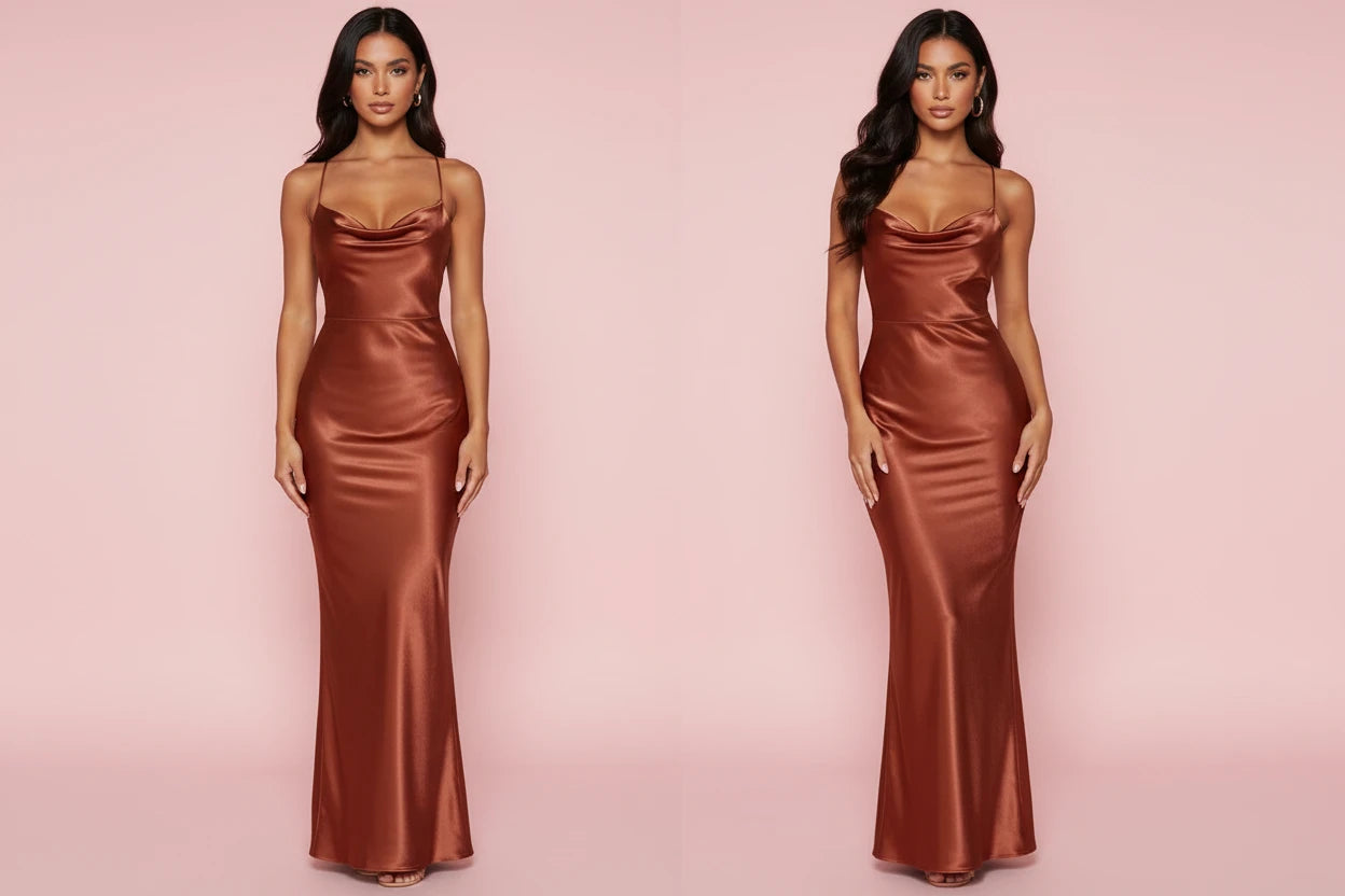 The Elegant Monochrome Satin Sling Dress