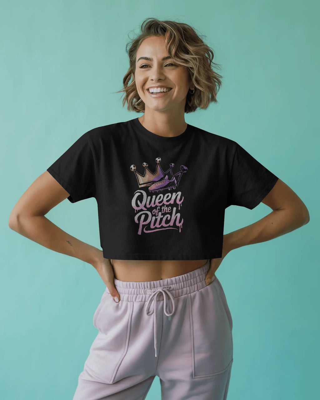 Ladies Cropped Tee Queen of the Pitch