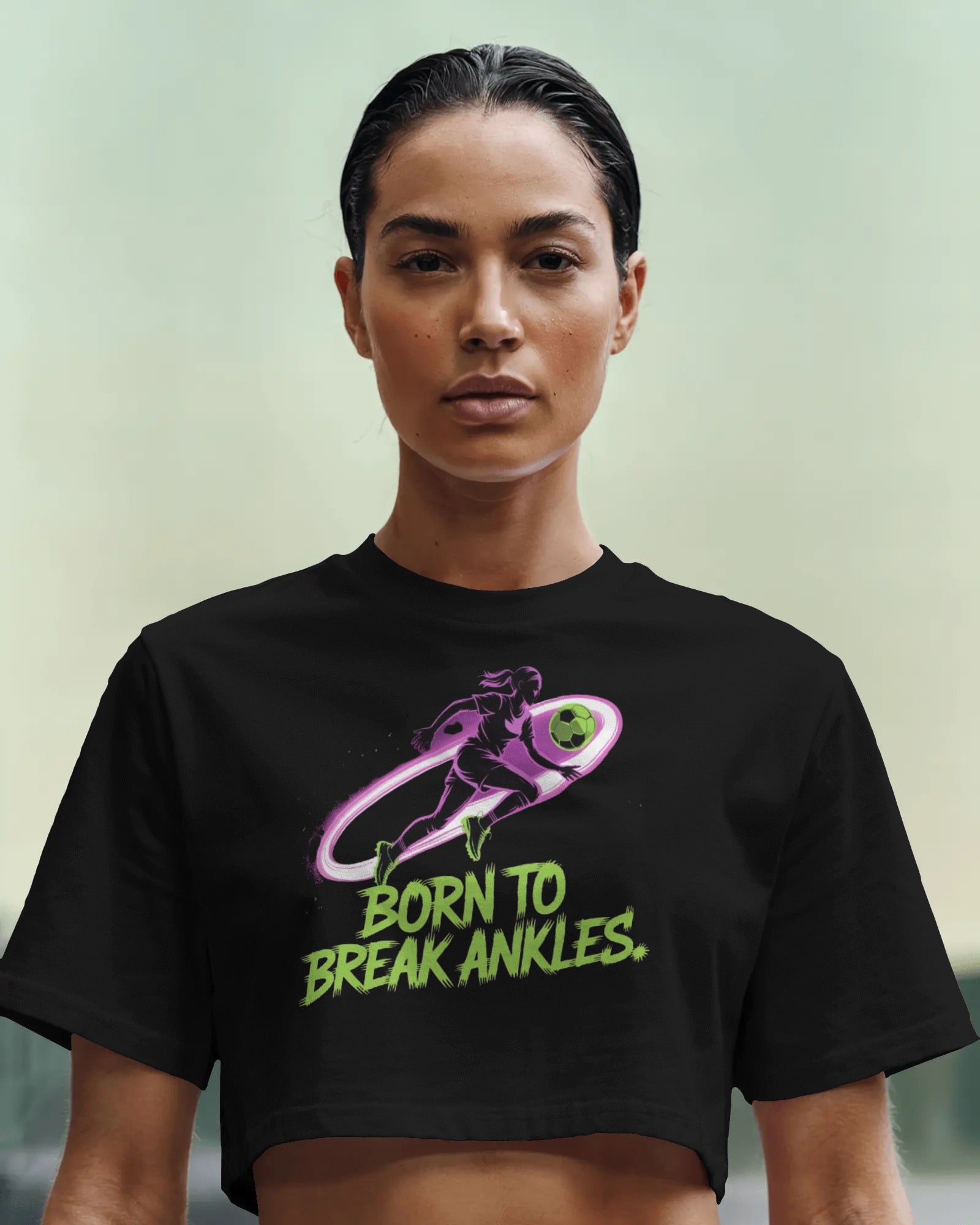 Ladies Cropped Tee - BORN TO BREAK ANKLES.