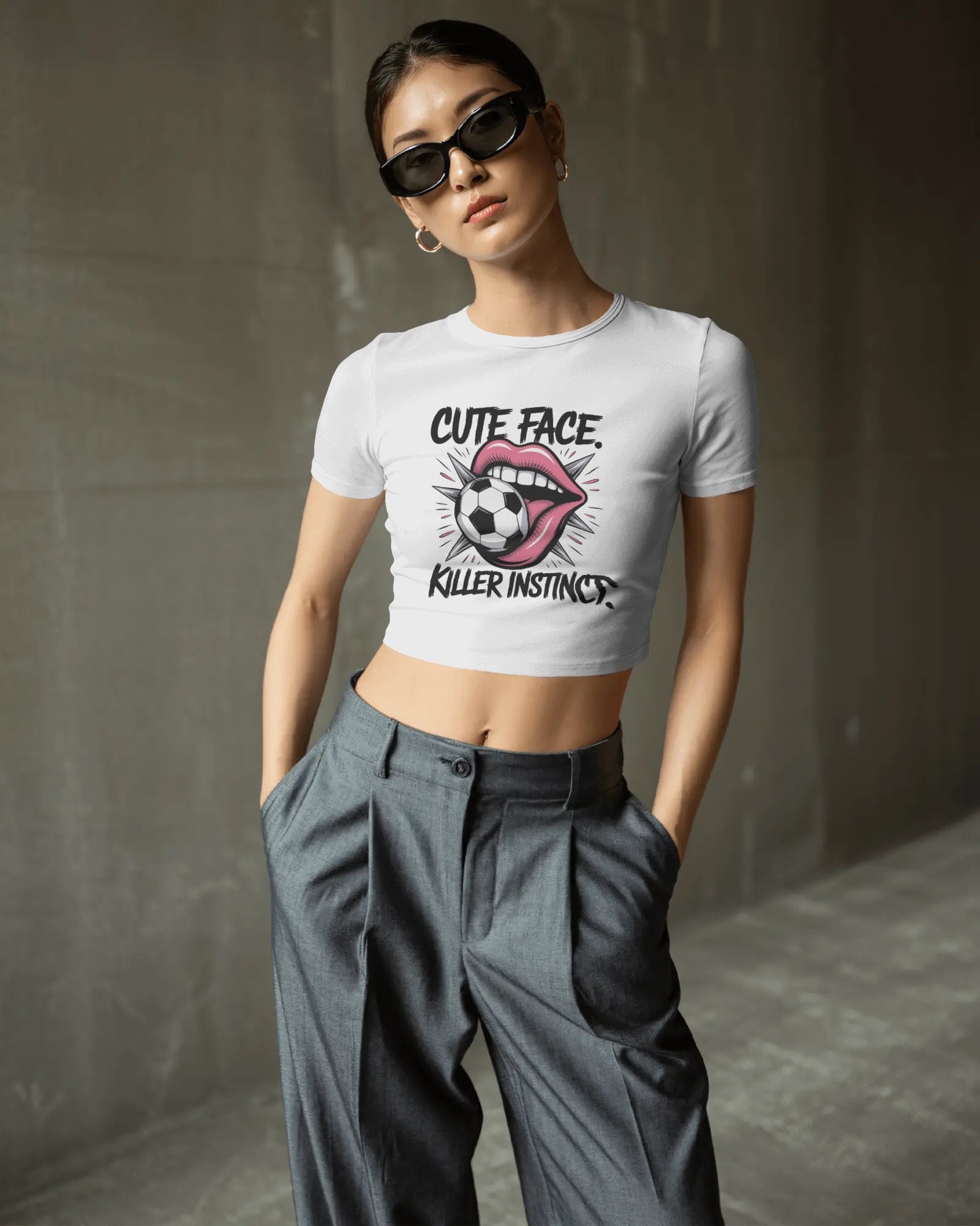 Ladies Cropped Tee - CUTE FACE. KILLER INSTINCT